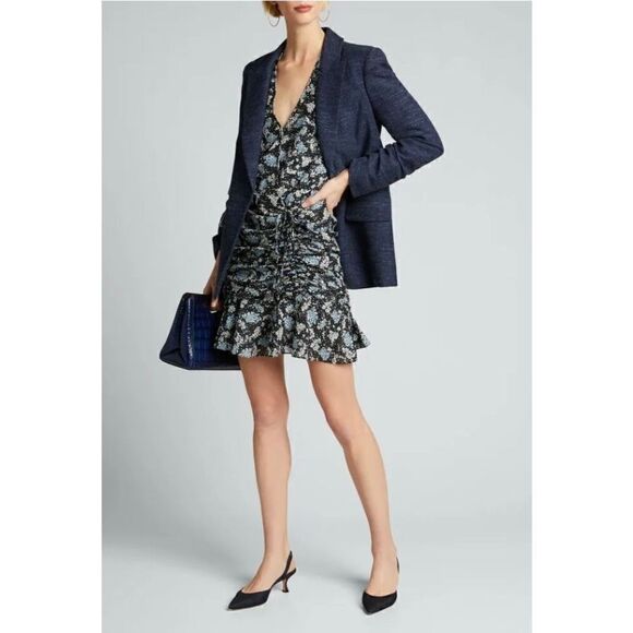 Veronica Beard Sean SILK Ruched Wrap Mini Dress NWT Size 0 - Picture 3 of 13